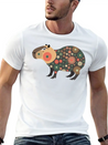 Floral Capybara With Flowers Lightweight Cotton T-Shirt – Daily Comfort Graphic Shirt