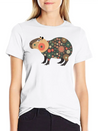 Floral Capybara With Flowers Lightweight Cotton T-Shirt – Daily Comfort Graphic Shirt