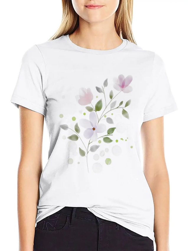 Floral Lightweight Cotton T-Shirt – Daily Comfort Graphic Shirt