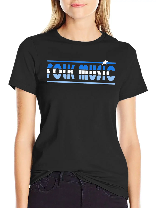 Folk Music Retro Lightweight Cotton T-Shirt – Daily Comfort Graphic Shirt