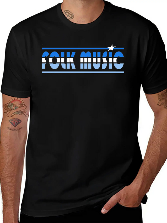 Folk Music Retro Lightweight Cotton T-Shirt – Daily Comfort Graphic Shirt