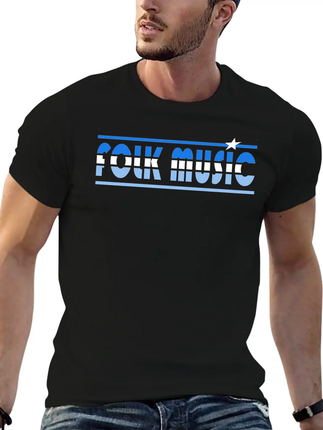 Folk Music Retro Lightweight Cotton T-Shirt – Daily Comfort Graphic Shirt