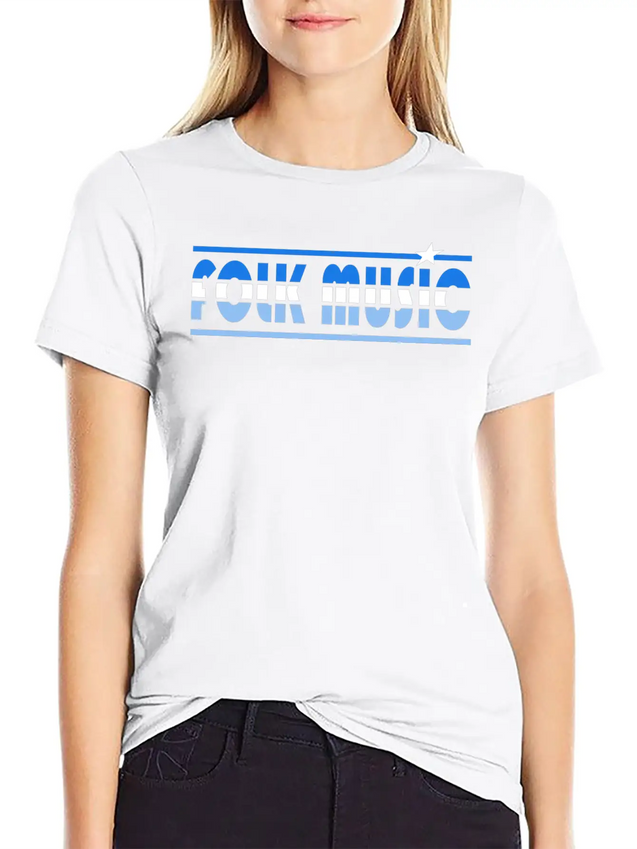 Folk Music Retro Lightweight Cotton T-Shirt – Daily Comfort Graphic Shirt