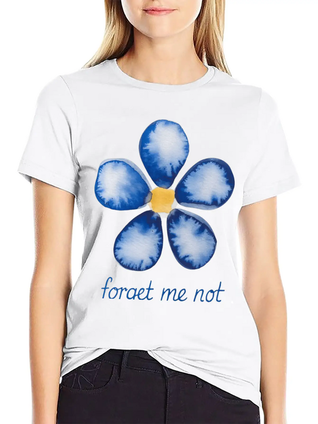 Forget Me Not Lightweight Cotton T-Shirt – Daily Comfort Graphic Shirt
