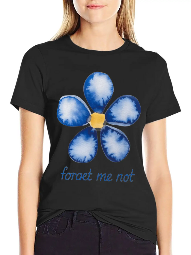 Forget Me Not Lightweight Cotton T-Shirt – Daily Comfort Graphic Shirt