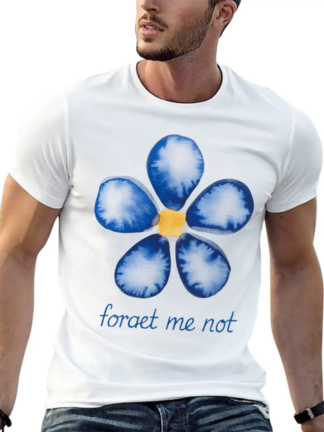 Forget Me Not Lightweight Cotton T-Shirt – Daily Comfort Graphic Shirt