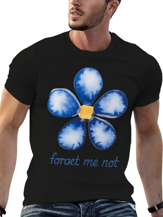 Forget Me Not Lightweight Cotton T-Shirt – Daily Comfort Graphic Shirt