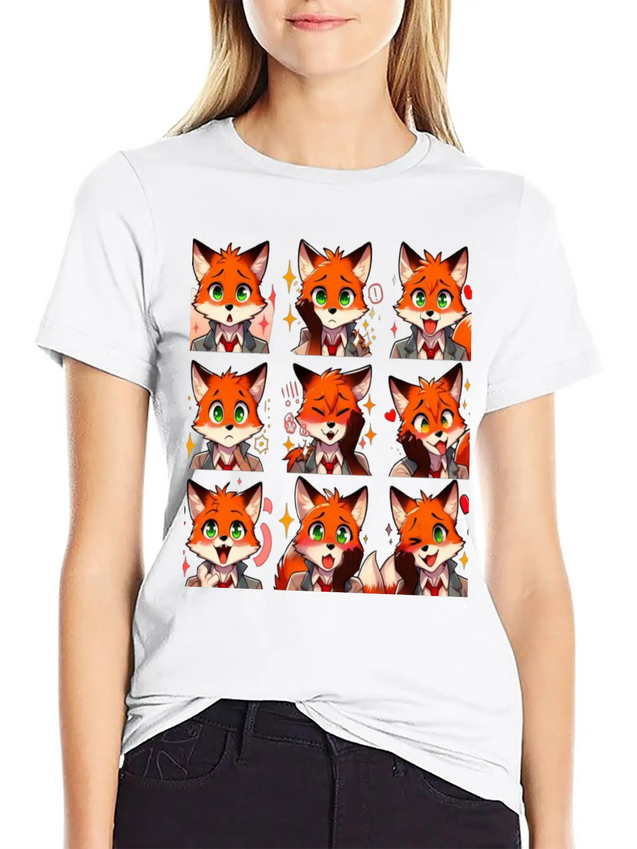 Fox Feels: A Collection Of Anime Emotions Lightweight Cotton T-Shirt – Daily Comfort Graphic Shirt