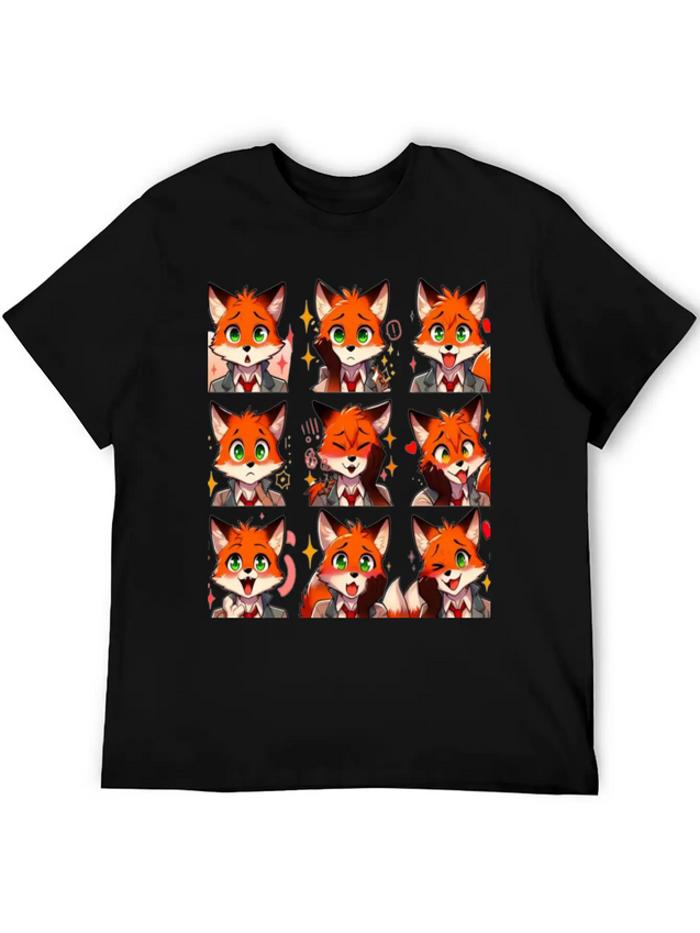 Fox Feels: A Collection Of Anime Emotions Lightweight Cotton T-Shirt – Daily Comfort Graphic Shirt