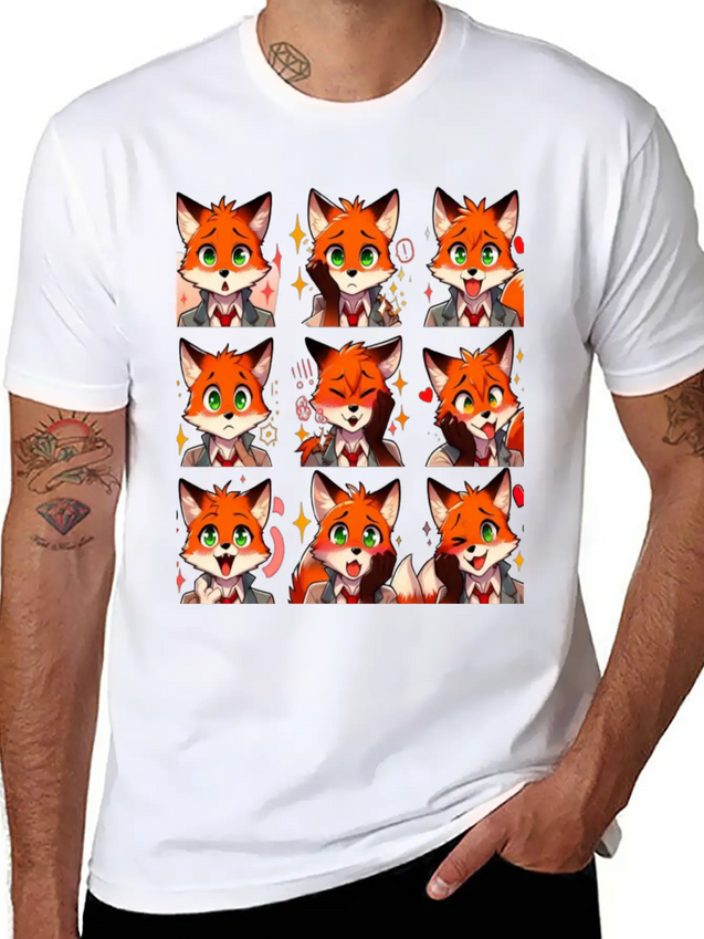 Fox Feels: A Collection Of Anime Emotions Lightweight Cotton T-Shirt – Daily Comfort Graphic Shirt
