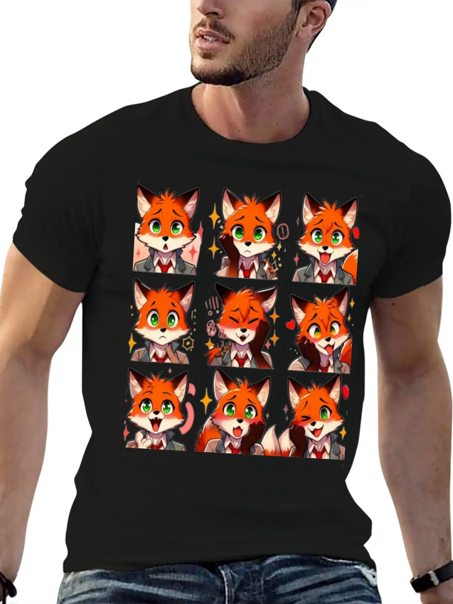 Fox Feels: A Collection Of Anime Emotions Lightweight Cotton T-Shirt – Daily Comfort Graphic Shirt