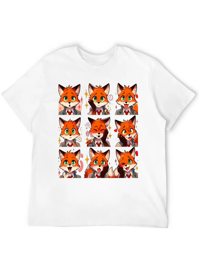 Fox Feels: A Collection Of Anime Emotions Lightweight Cotton T-Shirt – Daily Comfort Graphic Shirt