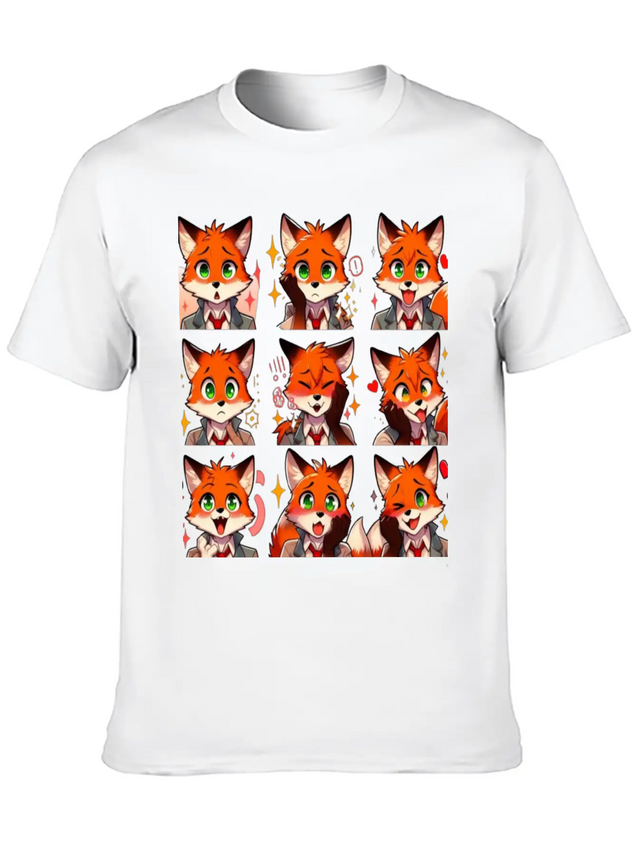 Fox Feels: A Collection Of Anime Emotions Lightweight Cotton T-Shirt – Daily Comfort Graphic Shirt
