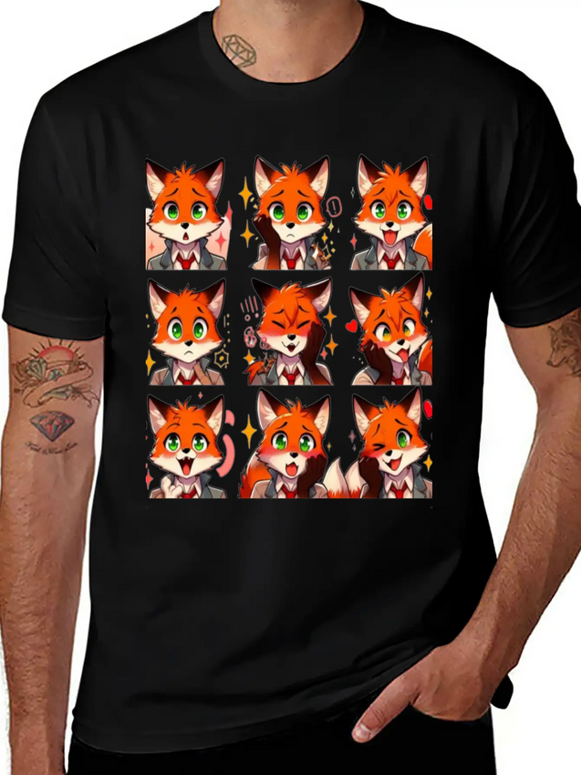 Fox Feels: A Collection Of Anime Emotions Lightweight Cotton T-Shirt – Daily Comfort Graphic Shirt