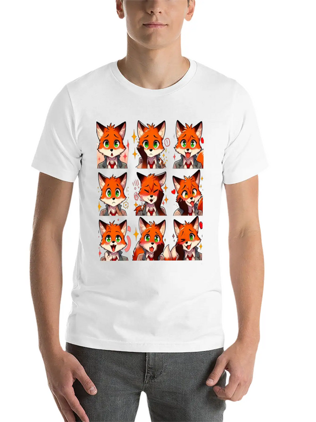 Fox Feels: A Collection Of Anime Emotions Lightweight Cotton T-Shirt – Daily Comfort Graphic Shirt