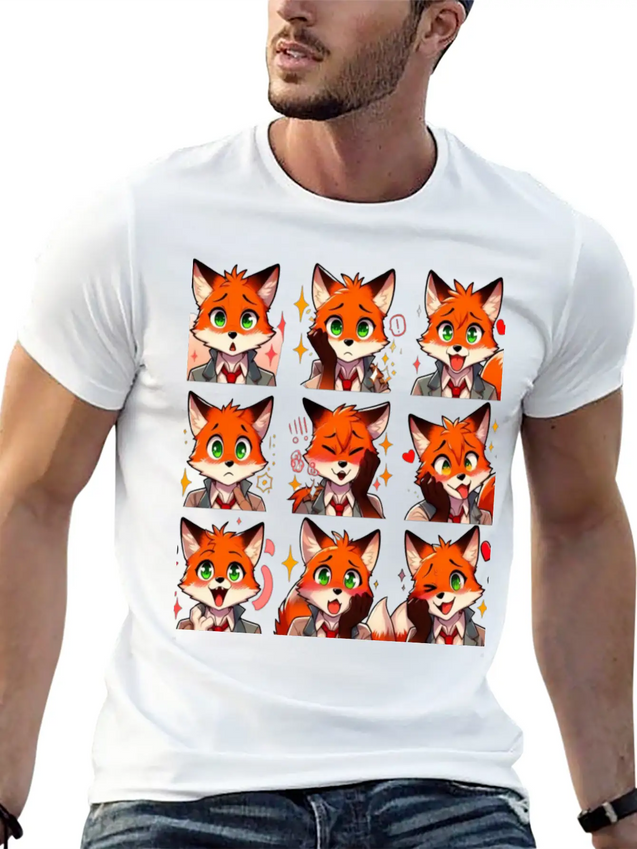 Fox Feels: A Collection Of Anime Emotions Lightweight Cotton T-Shirt – Daily Comfort Graphic Shirt