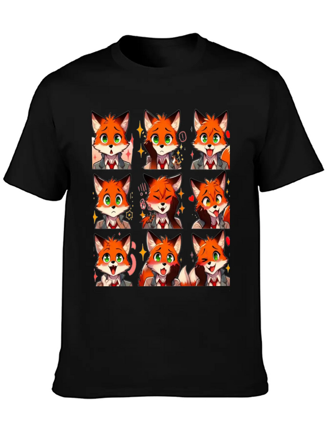 Fox Feels: A Collection Of Anime Emotions Lightweight Cotton T-Shirt – Daily Comfort Graphic Shirt