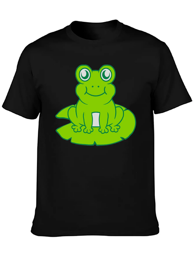 Frog Sitting Water Lily Sea Leaf Lightweight Cotton T-Shirt – Daily Comfort Graphic Shirt