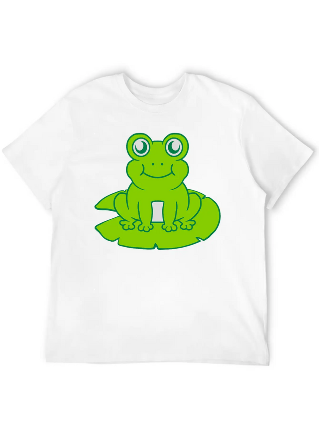Frog Sitting Water Lily Sea Leaf Lightweight Cotton T-Shirt – Daily Comfort Graphic Shirt