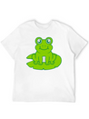 Frog Sitting Water Lily Sea Leaf Lightweight Cotton T-Shirt – Daily Comfort Graphic Shirt