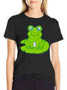 Frog Sitting Water Lily Sea Leaf Lightweight Cotton T-Shirt – Daily Comfort Graphic Shirt