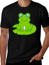 Frog Sitting Water Lily Sea Leaf Lightweight Cotton T-Shirt – Daily Comfort Graphic Shirt