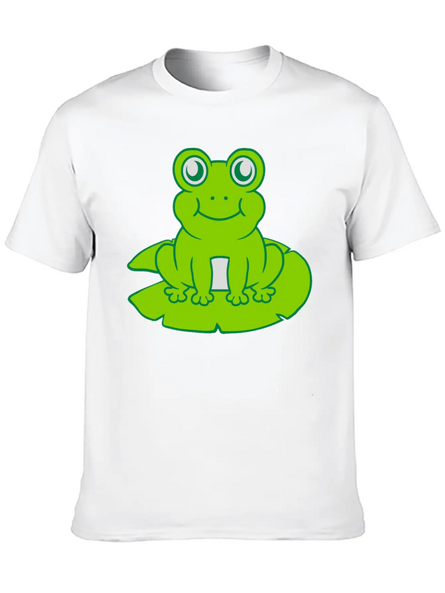 Frog Sitting Water Lily Sea Leaf Lightweight Cotton T-Shirt – Daily Comfort Graphic Shirt