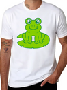 Frog Sitting Water Lily Sea Leaf Lightweight Cotton T-Shirt – Daily Comfort Graphic Shirt