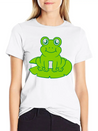 Frog Sitting Water Lily Sea Leaf Lightweight Cotton T-Shirt – Daily Comfort Graphic Shirt