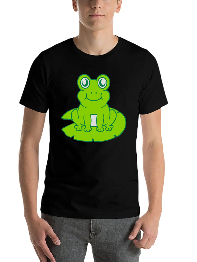 Frog Sitting Water Lily Sea Leaf Lightweight Cotton T-Shirt – Daily Comfort Graphic Shirt