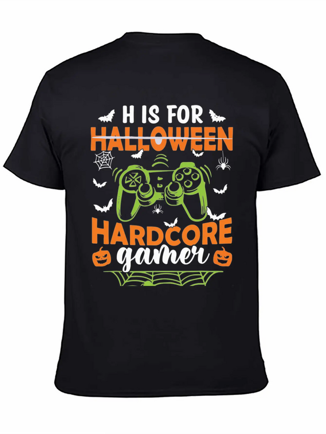 Funny Halloween Costume H Is Hardcore Gamer Lightweight Cotton T-Shirt – Daily Comfort Graphic Shirt