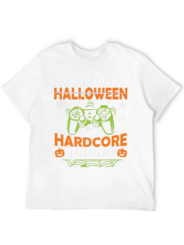 Funny Halloween Costume H Is Hardcore Gamer Lightweight Cotton T-Shirt – Daily Comfort Graphic Shirt