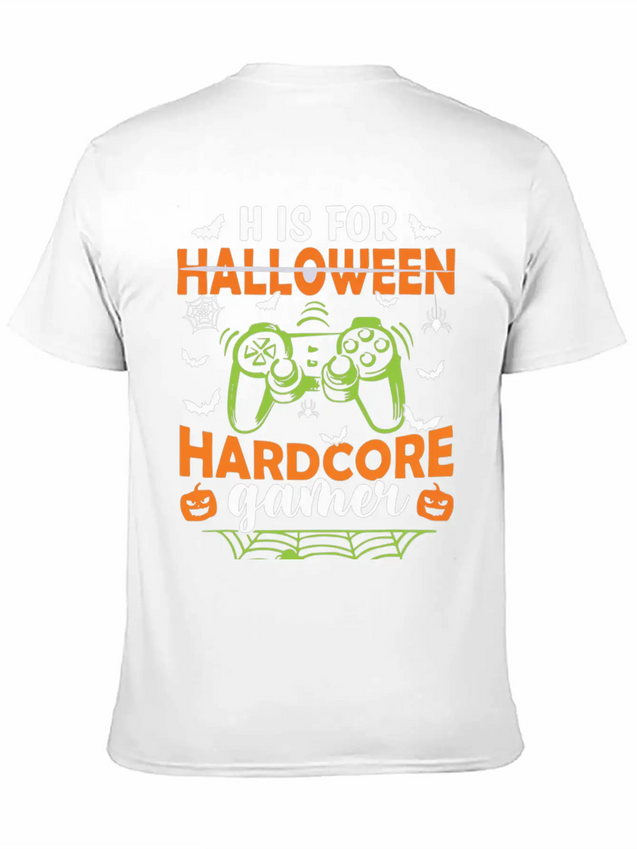 Funny Halloween Costume H Is Hardcore Gamer Lightweight Cotton T-Shirt – Daily Comfort Graphic Shirt