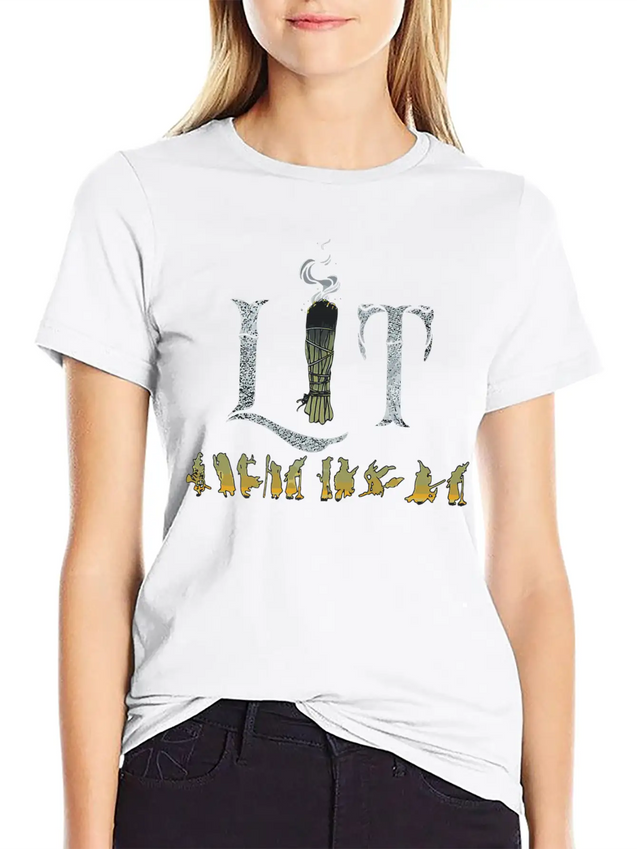 Funny Lit Burning Sage Smudge Witch Halloween Lightweight Cotton T-Shirt – Daily Comfort Graphic Shirt