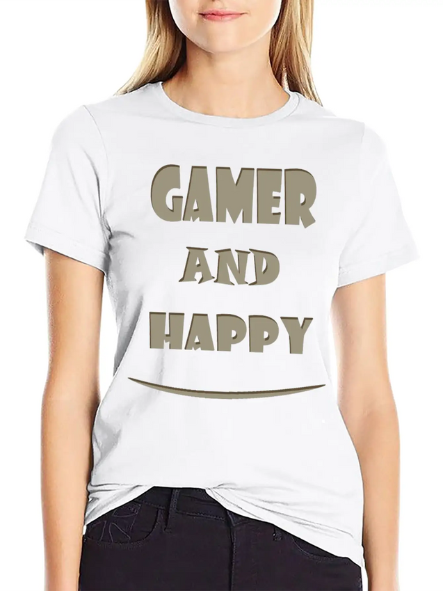 Gamer And Happy Design Lightweight Cotton T-Shirt – Daily Comfort Graphic Shirt