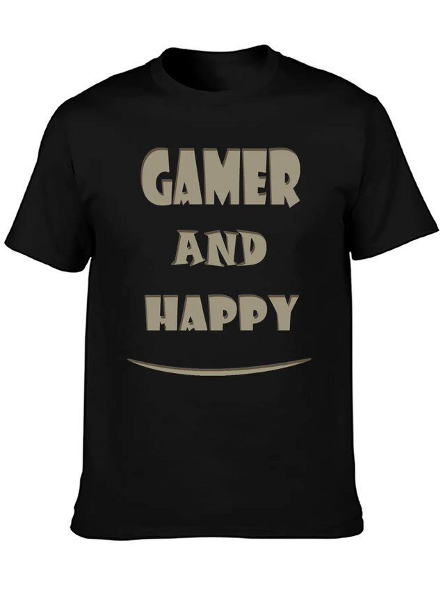 Gamer And Happy Design Lightweight Cotton T-Shirt – Daily Comfort Graphic Shirt
