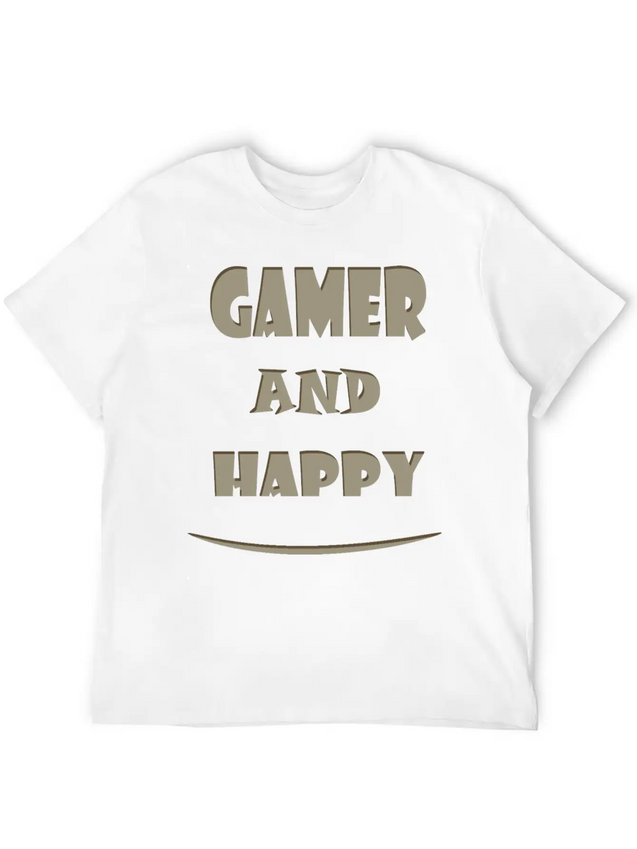 Gamer And Happy Design Lightweight Cotton T-Shirt – Daily Comfort Graphic Shirt