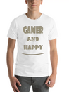 Gamer And Happy Design Lightweight Cotton T-Shirt – Daily Comfort Graphic Shirt