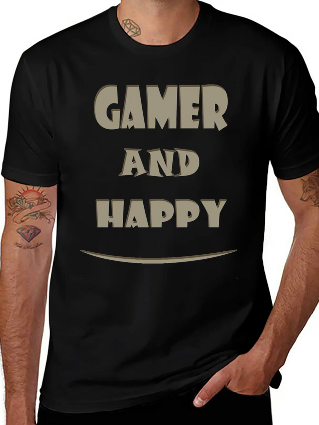 Gamer And Happy Design Lightweight Cotton T-Shirt – Daily Comfort Graphic Shirt