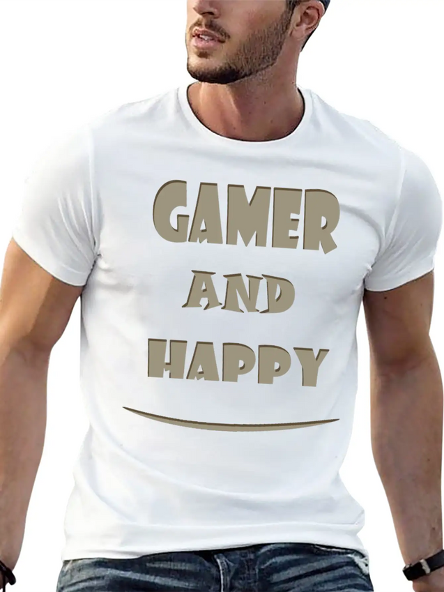 Gamer And Happy Design Lightweight Cotton T-Shirt – Daily Comfort Graphic Shirt