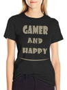 Gamer And Happy Design Lightweight Cotton T-Shirt – Daily Comfort Graphic Shirt