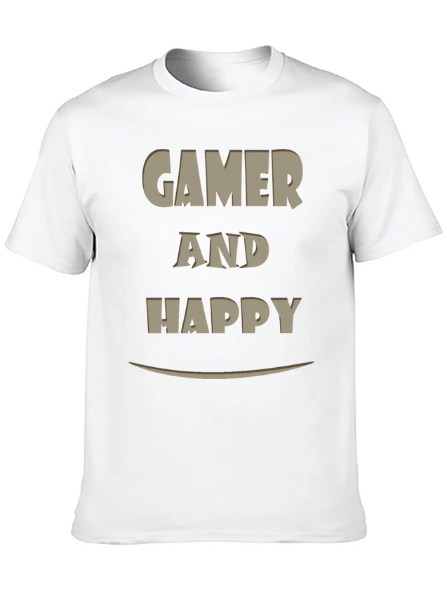 Gamer And Happy Design Lightweight Cotton T-Shirt – Daily Comfort Graphic Shirt