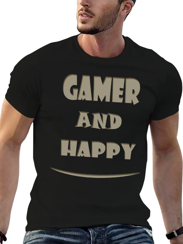 Gamer And Happy Design Lightweight Cotton T-Shirt – Daily Comfort Graphic Shirt