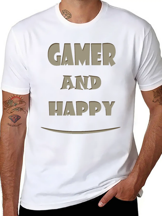 Gamer And Happy Design Lightweight Cotton T-Shirt – Daily Comfort Graphic Shirt