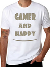 Gamer And Happy Design Lightweight Cotton T-Shirt – Daily Comfort Graphic Shirt