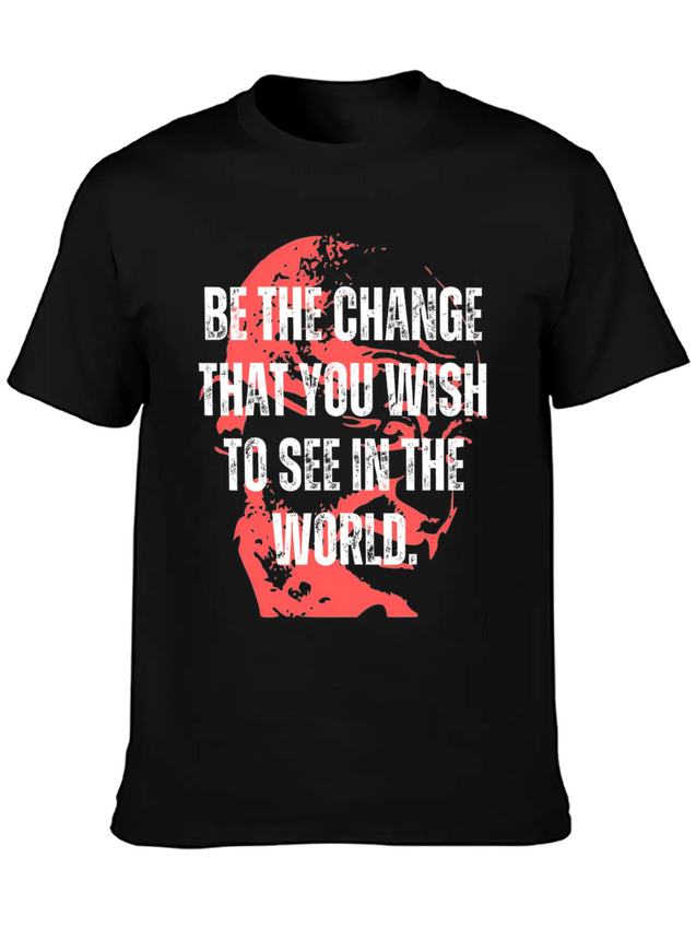 Gandhi Quote Be The Change Mama Gandhi Quotes Lightweight Cotton T-Shirt – Daily Comfort Graphic Shirt