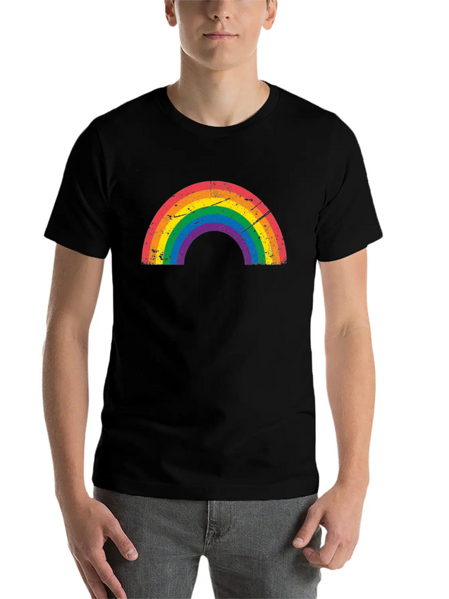 Gay Pride LGBTQ Grunge Rainbow Lightweight Cotton T-Shirt – Daily Comfort Graphic Shirt