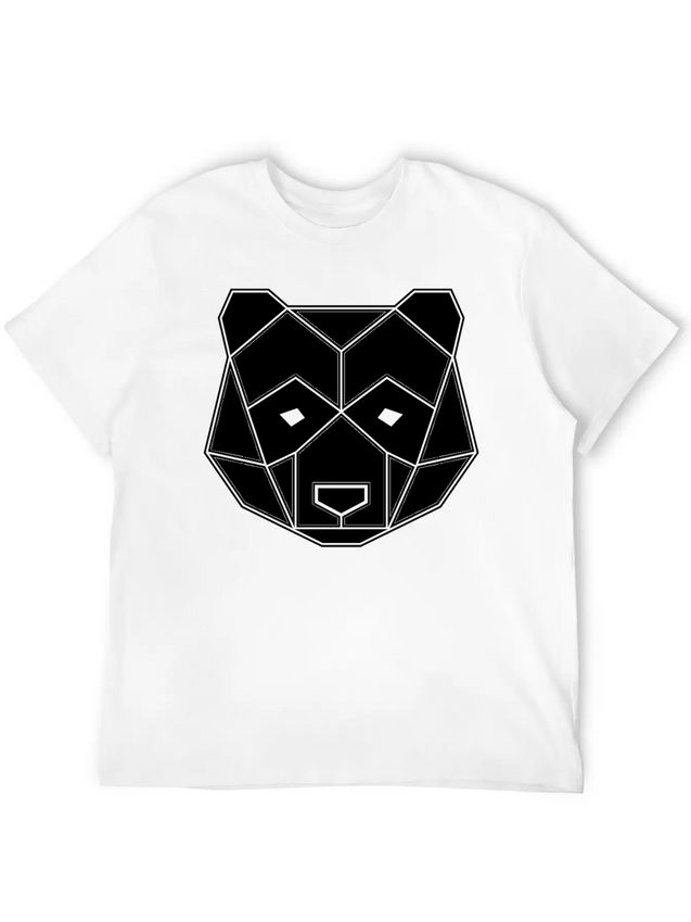 Geometric Animal: Panda Bear Lightweight Cotton T-Shirt – Daily Comfort Graphic Shirt
