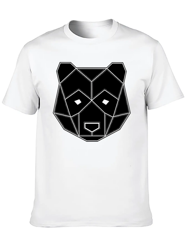 Geometric Animal: Panda Bear Lightweight Cotton T-Shirt – Daily Comfort Graphic Shirt