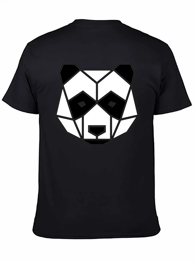 Geometric Animal: Panda Bear Lightweight Cotton T-Shirt – Daily Comfort Graphic Shirt
